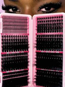 Fengxiu Eyelash 1 Box/2 Boxes 480pcs Mixed Eyelash Extension Set 10-16mm Mixed DD Curl Natural Charming Soft Comfortable Long-Lasting Individual False Eyelashes DIY Curly Cartoon Style Dense Cluster Eyelash Extension Set - View 16