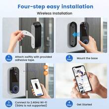 Kamera Bel Pintu Nirkabel 1080P, Bel Pintu Pintar, Penglihatan Malam, Sensor PIR, Deteksi Gerakan, Alarm Waktu Nyata, Audio Dua Arah, Pemasangan Mudah - View 8