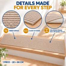 1pc 20 X 80cm Non-Slip Stair Tread Mat, Self-Adhesive Carpet Stair Cover, Soft Quiet Comfortable Wear-Resistant, Easy To Install, Easy To Remove, Easy To Clean, Suitable For Wooden Stairs Indoor Protection Stairway, Suitable For Children, Adults And Pets - Light Gray(1PC) - View 7