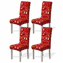 1/2/4/6pcs Christmas Pattern Chair Covers, Dining Chair Seat Protectors, Removable And Washable - Multicolor - View 28