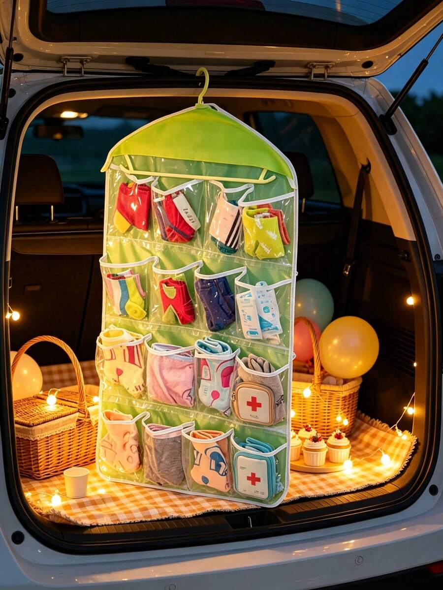 1pc 16-Pocket Transparent Over-The-Door Hanging Storage Organizer, Suitable For Shoes And Accessories, Portable, Multi-Material Structure, Dorm Essential, College Travel Must-Have, Closet Storage Organizer - Multicolor - View 1