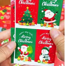 100pcs New Christmas Seal Stickers, Christmas Stickers, Happy New Year Stickers, Gift Box Sealing Stickers, Gift Packaging Decorative Stickers - Multicolor - View 6