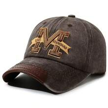 1pc Men's M Embroidered Baseball Cap, Fashion Sports Baseball Hat, Outdoor Adjustable Sun Protection Casual Baseball Cap, Suitable For Spring/Autumn Travel, Beach, Party - M - View 7