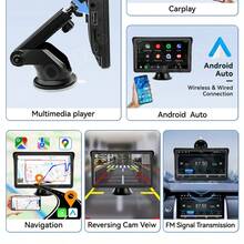 VENBES 7 Inch PND Portable Car Stereo, Wireless CarPlay & Wireless Android Auto Touch Screen Car Player With Bluetooth FM - Main Unit Only - View 3