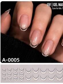 1 miếng dán móng nghệ thuật kiểu French tip trong suốt tàng hình, 6 kiểu dáng, phù hợp để sửa móng và nối móng, decal nghệ thuật móng gel UV - Nhiều màu - Xem 9
