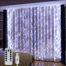 LED Garland Curtain Lights, 8 Modes, With USB Remote Control, For Wedding, Christmas, Home, Holiday Decoration - White - View 7