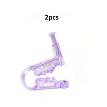 2/15 piezas Juego de pistola desechable para perforación de orejas - Máquina de perforación de aretes de cristal, incluye herramientas para perforación de aretes, nariz y labios, pistola desechable para perforación de orejas en casa - Azul - Ver 20