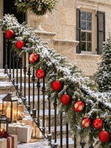 9pcs Red & Gold Christmas Ball Decoration Set, Including Matte, Glitter, Shiny & Textured Styles, Suitable For Outdoor Christmas Tree, Garden, Yard, Porch, Front Door Wreath, Garland, Holiday Party, Wedding, New Year & Winter Home Decor - Red - View 7