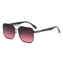 Men's Square Fashion Glasses, Gold Frame, Dark Lenses, Retro Street Style Eyewear For Travel & Everyday Wear - Multicolor - View 9