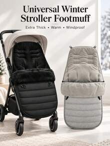 1pc Baby Stroller Windproof Footmuff, Winter Snowproof Warm Thickened Foot Cover, Unisex Baby Accessory, Essential Travel Item For Newborns, Winter Gift For Kids - Multicolor - View 1