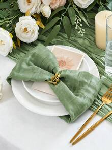 6/12/24/48pcs Gauze Cheese Cloth Napkins, 50 X 50cm Crinkled Dinner Napkins, Rustic Boho Table Decor Napkins For Wedding Party Events Home Dining - Green - View 2