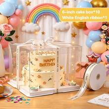 1pc Transparent Decorative Box, Gift Packaging Box, Used For Holiday Party Gift Packaging, Christmas, Valentine's Day Gift Box Decoration Packaging, Flower Shoes PET Gift Box (Random Ribbon Included) - White - View 4