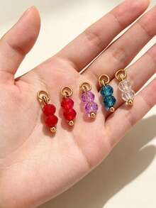 10-Piece Set Of Stainless Steel Colorful Round Bead Pendants With Open Rings-Necklace And Earring DIY Craft Jewelry Supplies - Round - View 4