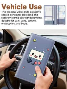Kingsung Cute Game Console Pattern Car File Holder, Women's ID Bag, Registration Wallet And Card Holder, Insurance, Driver's License, Passport And Card/Travel/Vacation Essentials, Perfect Gift For Car/Truck/Motorcycle Owners - Multicolor - View 7