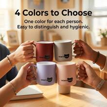 Plastic Tea Cup, Reusable Coffee Mug With Wave Handle, Unbreakable PP Water Cup, Matte Two-Tone Milk Cup, Portable Mouthwash Cup For Student School Office - Multicolor - View 10