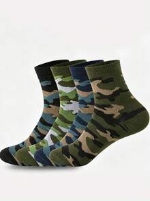 5/10/20 Pairs Men Camouflage Print Crew Socks, Soft Breathable Camo Mid Socks, Outdoor Daily Casual Sports Socks Random - Multicolor - View 2