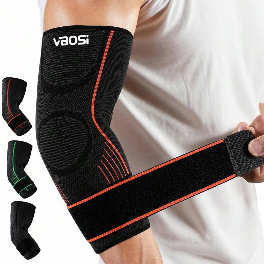 1pc Adjustable Elbow Brace Support With Strap, Compression Sleeve Arm Support For Women And Men For Sports, Running, Workout, Basketball, Golf, Tennis, Weightlifting