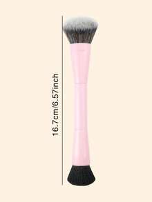 1pc Dual-Ended Multi-Function Professional Makeup Brush, Soft Synthetic Bristles, Suitable For Foundation, Blush, Loose Powder, Highlighter, Contour, Portable Multi-Function Makeup Tool - Pink - View 4