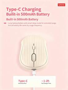 Lenovo N306 Wireless Mouse, Bluetooth 2.4G Dual-Mode Connection, Type-C Rechargeable, 3-Level Adjustable DPI, Portable Mouse For Laptop, Desktop, Office And Home Use - View 6
