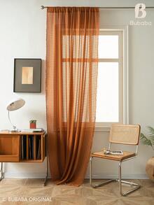 Bubaba Rust Orange Lace Sheer Curtains, Polyester Floral Lace Curtain Panel With Scalloped Edge, Light Filtering Window Drapes For Living Room Bedroom Boho Home Decor - Orange - View 4