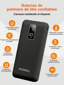 Moreka Power Bank Portable Battery Fast Charge 10000mah 4 Cables - Black - View 3