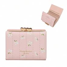 Women's Short PU Wallet, Fresh Floral Card Holder With Pearl Chain, Multi-Functional Coin Purse, Premium Cute Cartoon Card Holder - Multicolor - View 17