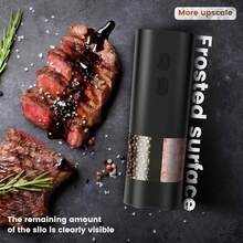 Electric Salt & Pepper Grinder, Integrated Dual-Chamber Design, Adjustable Grind Coarseness, With LED Light, Easy Operation, (Batteries Not Included), Suitable For Home And Kitchen Use, Applicable For Black Pepper, Sea Salt, Sichuan Pepper, Sesame, Cumin, Etc. - Black - View 6