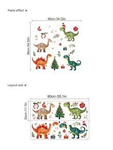 1pc/2pcs/4pcs, Multi-Style, Christmas Animal Wall Stickers, Duck, Swan, Dinosaur Patterns, Snowflake, Colorful Ball, Gift Box Decoration, Large Area Wall Decor Stickers, Suitable For Study, Dining Room, Living Room, Bedroom Background Wall - Multiple Styles - View 10