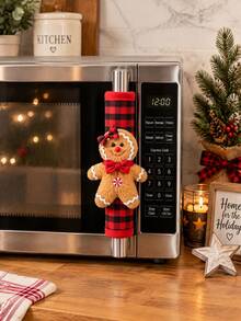 Joivida 1/2PCS Christmas Gingerbread Man Refrigerator & Oven Door Handle Covers, Cute Holiday Kitchen Decorations, Microwave Handle Covers, Home Decor Gift - Multicolor - View 8