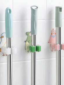 1/3pcs Cute Cartoon Mop Hooks Wall-Mounted, Self-Adhesive No-Drill Broom Holder, Multi-Purpose Storage Clips, Suitable For Mops, Brooms, Brushes, Umbrellas, Fun Animal Design, Bathroom Kitchen Storage, Cozy Home Decor - View 1