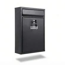 Letter Box 215 X H320 X D90mm Large Post Box Wall Mounted Steel Mail Box Parcel Delivery Box Lockable Letter Weatherproof Post Box With 2 Keys Stylish Letterbox For Keep Your Mail (Black) - A - View 4