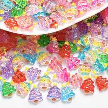 50pcs Glow-In-The-Dark Christmas Tree Nail Art Charms, Colorful Translucent Resin Star Cute Cartoon Christmas Tree DIY Nail Accessories - Multicolor - View 9