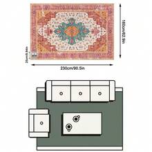 1件裝暖橘紅色孔雀綠復古波斯圖案波希米亞風仿羊絨長方形地毯，做舊斑駁細節，可機洗，適合客廳臥室居家裝飾，四季通用，美感家居裝飾 - 彩色 - 查看 12