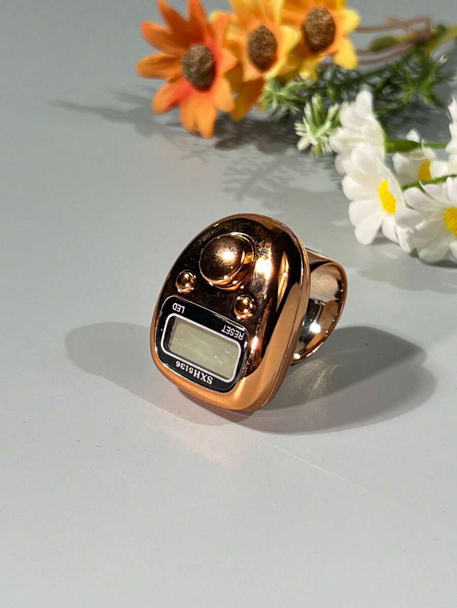 New Metal Texture Portable Electronic Prayer Bead Ring Counter (LED Display) | Multi-Purpose Reset Counter | Multiple Colors Available - Multicolor - View 1