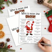 Christmas Party Game, Who Looks Most Like Santa Claus, 20 Game Cards, Fun Christmas Game For Families, Holiday Party Activity With Small Gifts. - View 2
