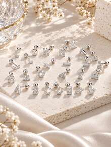 FOREVER QUEEN 單件 925 純銀小字母耳釘，軟組織耳洞設計，適合敏感肌膚 - 單隻 - 查看 8