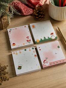 4 Styles Christmas Sticky Notes, 80 Sheets Per Pad, 320 Sheets Total, Santa Snowman Gingerbread & Holiday Pattern Memo Pads For Notes, Reminders, Journaling, Office, Desk & Christmas Stationery - one-size - View 3