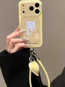 Ins Candy Color Splatter English Letter Apple 17 Phone Case 17 Pro Max New Glass 16 Pro Cute 15 Creative 13 Women's 16 Pro Max Soft Silicone Protective Cover With Lanyard - Yellow - View 5