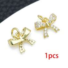 1pc 18K Golden Plated Bowknot Charms With Rhinestones Vintage Filigree Lotus Tassel Pendants Elegant DIY Jewelry Making Supplies For Handmade Craft - Multicolor - View 15