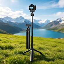 2-In-1 Mini Extendable Selfie Stick Tripod, Magnetic Quick Release Aluminum Alloy Telescopic Camera Stand With 360° Rotatable Ball Head, Anti-Slip Stable Portable Mount, Compatible With Most Action Cameras For Vlog Travel Outdoor Shooting - View 3