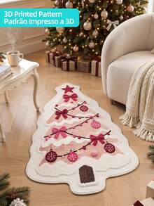 DAJIANG 1 buah Karpet Berbentuk Pohon Natal Warna Pink, Karpet Dapur, Karpet Lorong, Karpet Area, Cocok untuk Kamar Mandi, Dapur, Dalam Ruangan, Lorong, Kamar Tidur, Ruang Tamu, Samping Tempat Tidur, Dapat Dicuci dengan Mesin, Mudah Dibersihkan, Alas Anti Selip, Dekorasi Kamar Tidur, Gaya Musim Gugur/Musim Dingin - MultiWarna - View 2