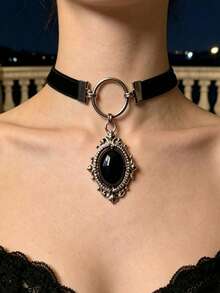 ZHIXUN 1pc Black Choker Pendant Victorian Gothic Goth Choker Rococo Necklace Gift Love For Her Romantic Charm Witch Jewelry Accessories - Necklace 1 - View 8