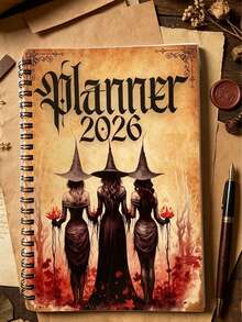 2027 Witch Planner - Gothic Magic Diary, Suitable For Rituals, Dream Tracking, Gratitude, Emotions And Reflection | Undated A5 Witchcraft Organizer With Spiral, Phase Design And Spell Planning | Durable Witch Notebook, Spell Book - A - View 3