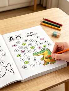 32-Page Alphabet Tracing Practice Book, Includes Letters From A To Z. Fun Early Writing Practice Book, Including Drawing Pages, Magic Words, Practice Sheets And Durable English Writing Notebook, Essential For School Season. - Multicolor - View 3