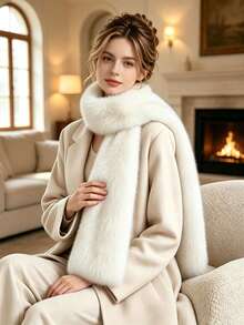 Faux Fur Scarf For Women, Luxury Fluffy Long Neck Wrap, Elegant Plush Scarf, Winter Warm Accessory For Coat Matching - Multicolor - View 1