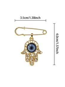 Brooch bàn tay Hamsa họa tiết rỗng phong cách sang trọng nhẹ nhàng, mắt quỷ giả hình lòng bàn tay, phụ kiện cá tính độc đáo cho dân công sở - Nhiều màu - Xem 5
