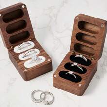 Kotak Cincin Kayu 3 Lapis dengan Tutup Flip-Top, Kotak Cincin Pernikahan Kustom, Kotak Cincin Pertunangan, Kotak Cincin Pembawa Cincin, Kotak Cincin Pusaka, Kotak Cincin 3 Slot - MultiWarna - View 3
