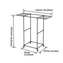 Thick-Walled Reinforced Steel Pipe Standing Clothes Rack, 360° Rotating Casters For Easy Movement, Elevated Hanging Area To Prevent Dragging On Floor, Top Shoe Rack Storage, Multifunctional Vertical Coat Rack For Home - Black and White - View 11