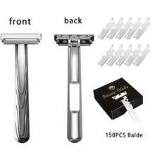 Men's Razor Kit With 150 Edge Blades, Classic Reusable Metal Shaver For Smooth Close Shaving, Beard And Face Grooming Gift Set For Men - Multi-color - View 12