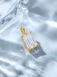 AnlaScheer 1PC Gold Tone S925 Sterling Silver Geometric Cubic Zirconia Pendant, Multiple Styles, Large Stone Charm For Women, Daily Party Birthday Gift, No Chain - Gold - View 10